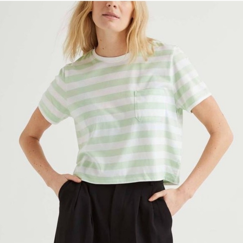 Poorricher Pima Boxy Crop Tee Shirt Size Small